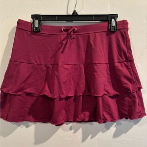 ATHLETA Burgundy Ruffle Swim Skirt